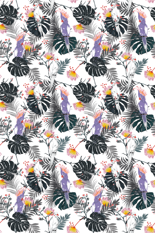 Gyvūnų vinilo kilimėlis raudonų ir violetinių papūgų - „Tenstickers“