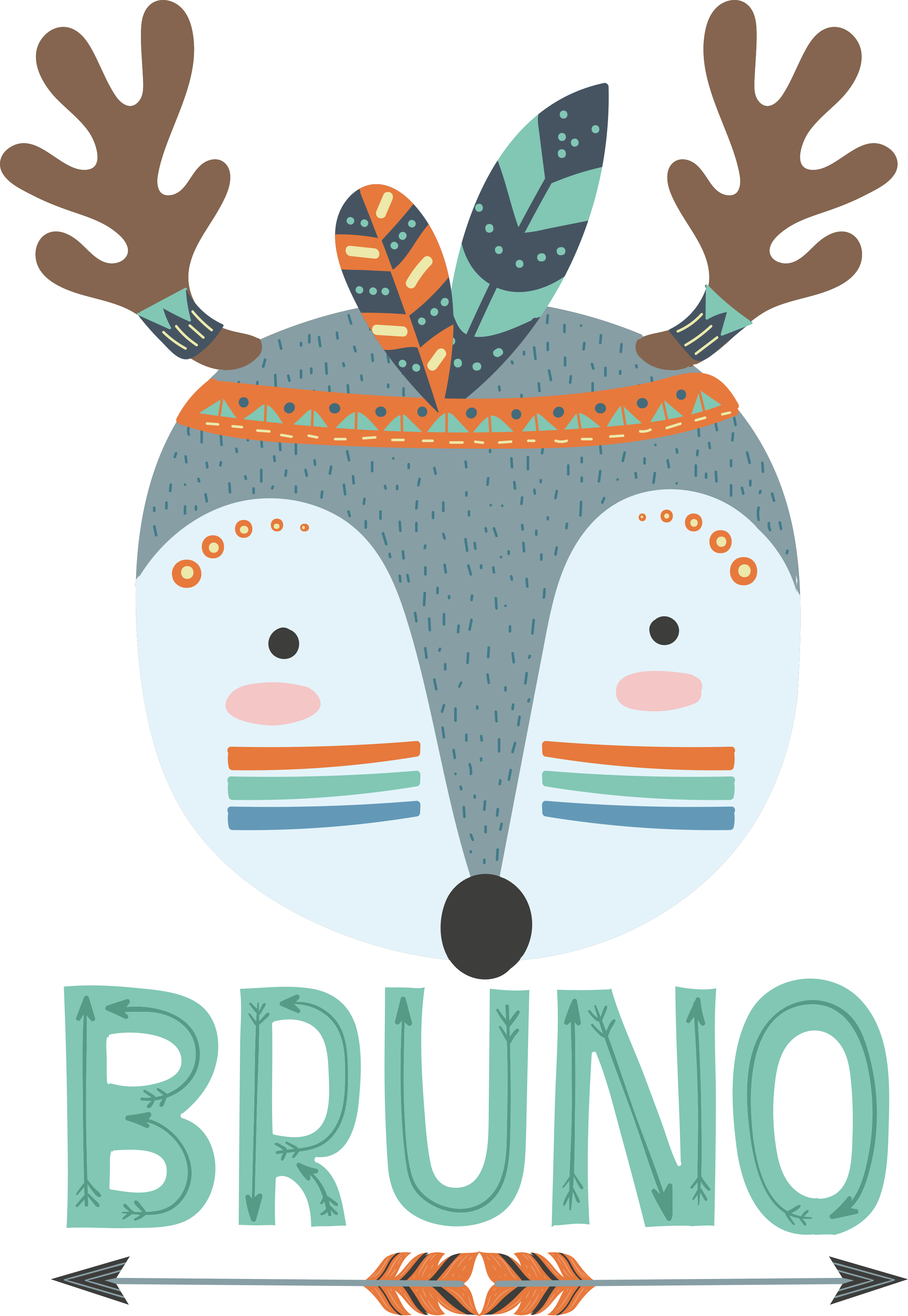 Gyvūnų vinilo kilimėlis su šiauriniu elniu ir vardu - „Tenstickers“