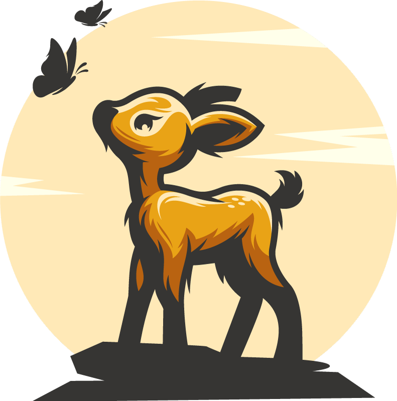 Gyvūnų vinilo kilimėlis elnias ir drugeliai - „Tenstickers“