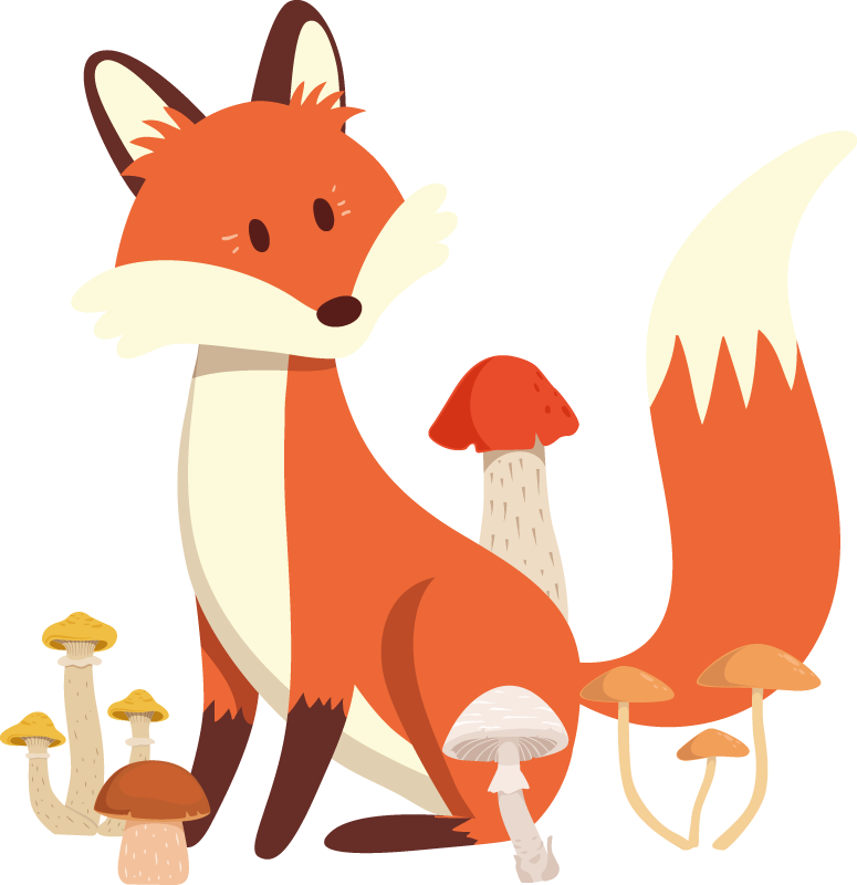 Gyvūnų vinilo kilimėlis su žaisminga lapės iliustracija - „Tenstickers“