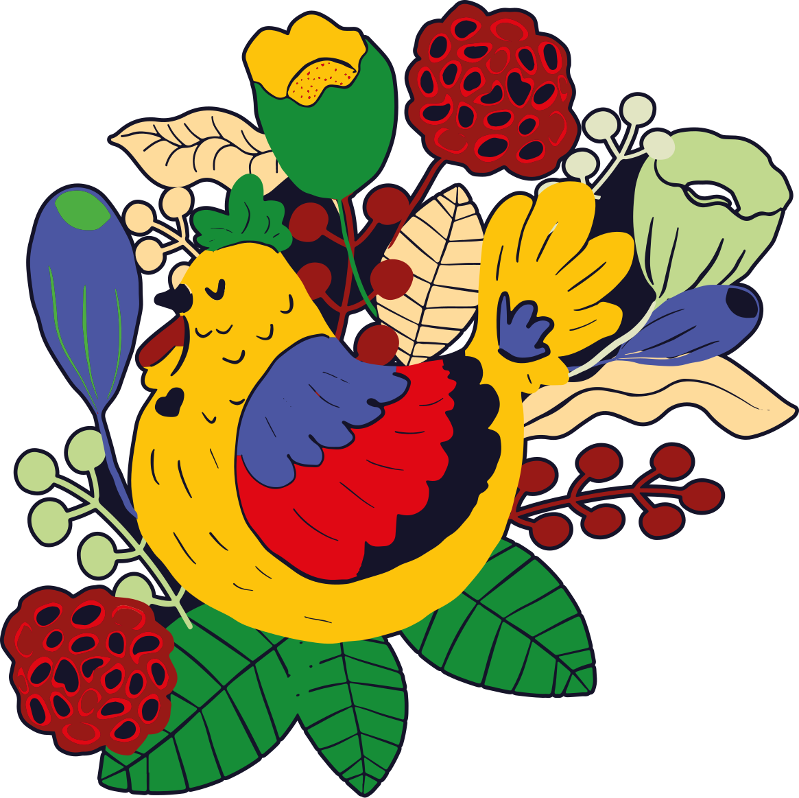 Gyvūnų vinilo kilimėlis spalvingų paukščių gėlėmis - „Tenstickers“