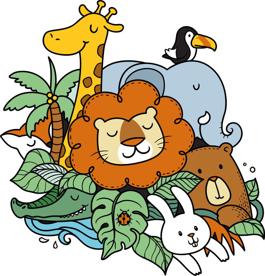 Gyvūnų vinilo kilimėlis Žaisminga gyvūnų scena - „Tenstickers“