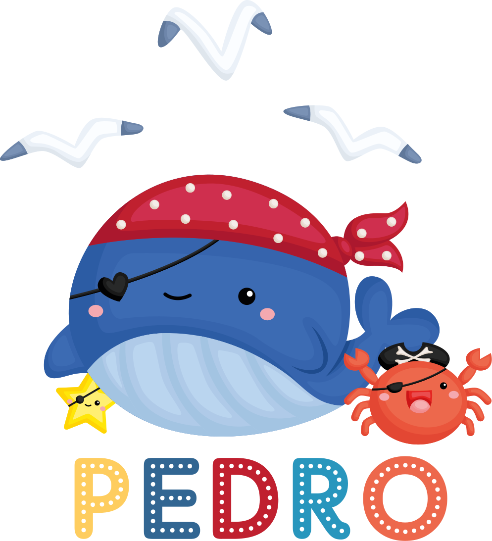 Gyvūnų vinilo kilimėlis mielas piratų banginys - „Tenstickers“