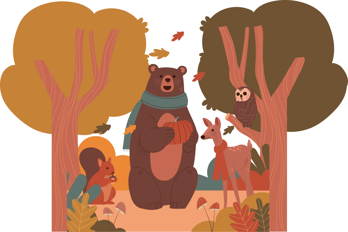 Gyvūnų vinilo kilimėlis rudeniniai miško gyvūnai - „Tenstickers“