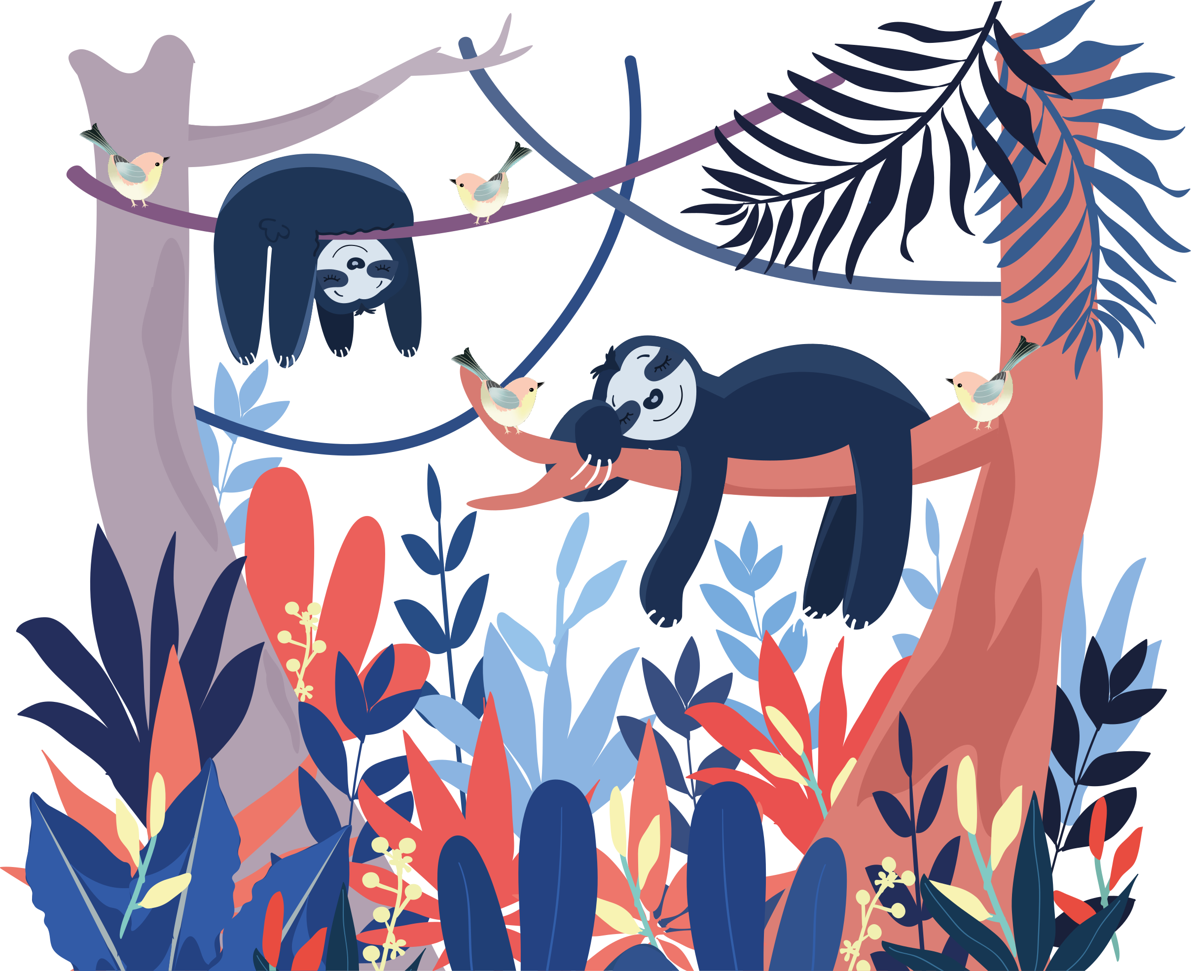 Gyvūnų vinilo kilimėlis Žaismingų tinginių scena - „Tenstickers“