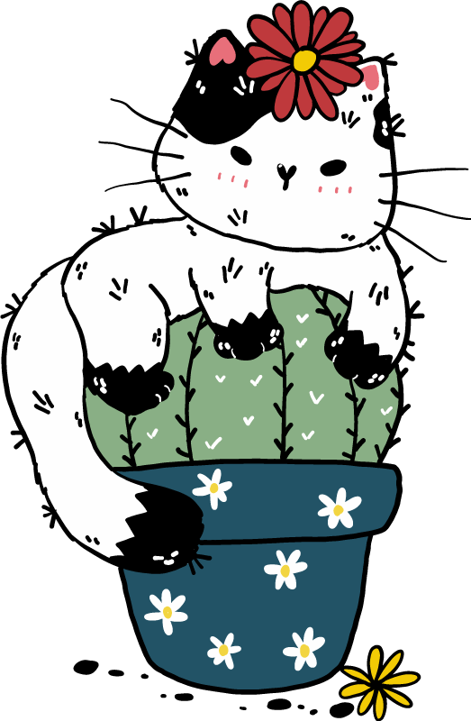 Gyvūnų vinilo kilimėlis Žaismingas katinas kaktusas - „Tenstickers“