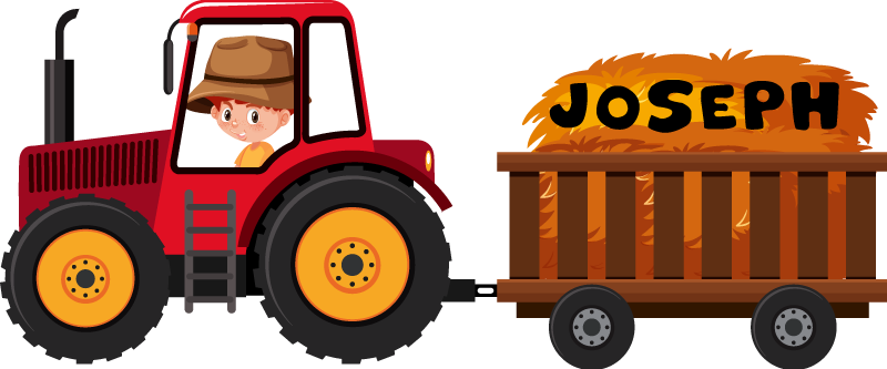 Gyvūnų vinilo kilimėlis traktorius su šienu - „Tenstickers“