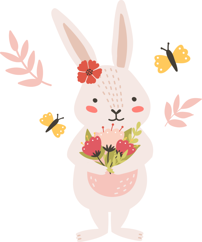 Gyvūnų vinilo kilimėlis mielas triušio paveikslas - „Tenstickers“