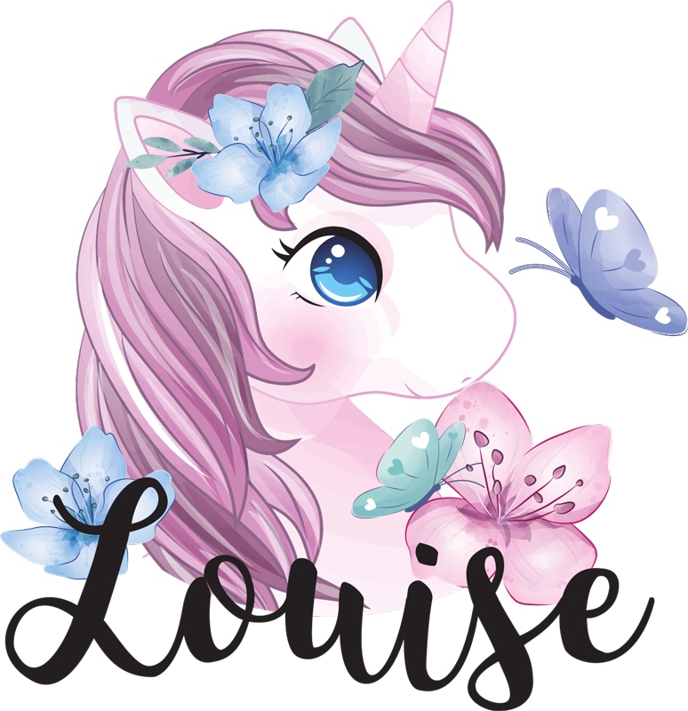 Gyvūnų vinilo kilimėlis su vienaragiu ir drugeliu - „Tenstickers“