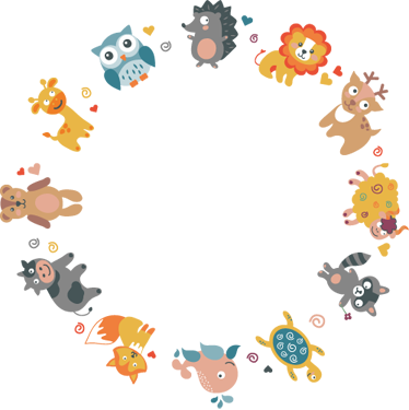 Gyvūnų vinilo kilimėlis su mažais gyvūnais rate - „Tenstickers“