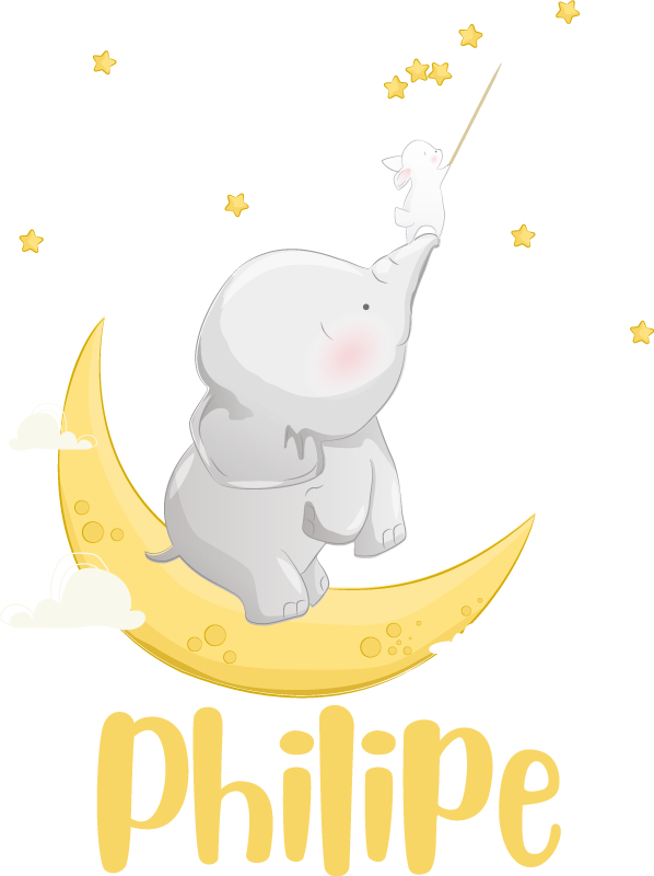 Gyvūnų vinilo kilimėlis su personalizuotu drambliu ir zuikiu - „Tenstickers“