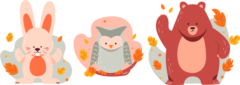 Gyvūnų vinilo kilimėlis lokys ir miško triušiai - „Tenstickers“