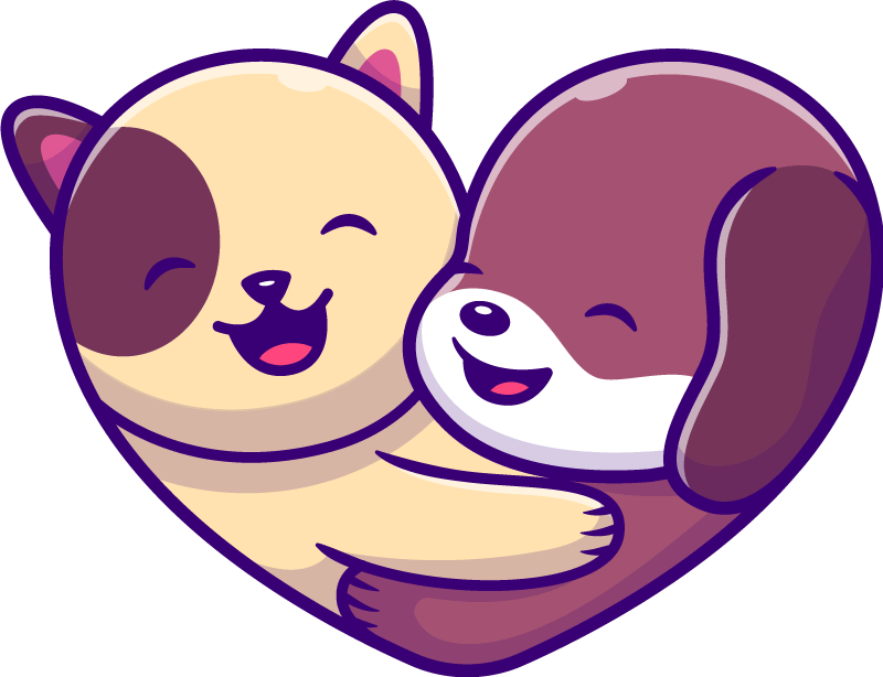 Gyvūnų vinilo kilimėlis mielų gyvūnų apkabinimas - „Tenstickers“