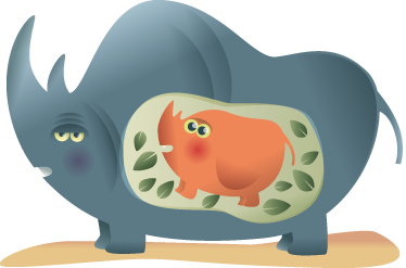 Gyvūnų vinilo kilimėlis su nėščia raganosiu mama - „Tenstickers“