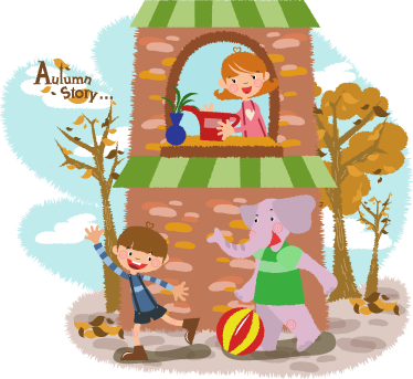 Gyvūnų vinilo kilimėlis elefantas ir vaikai žaidžia - „Tenstickers“