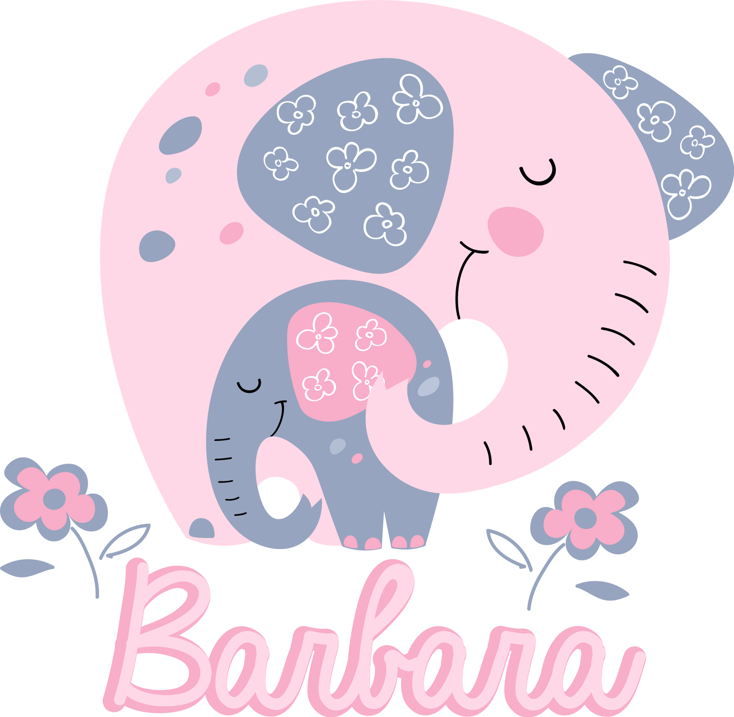 Gyvūnų vinilo kilimėlis su drambliais ir širdelėmis - „Tenstickers“