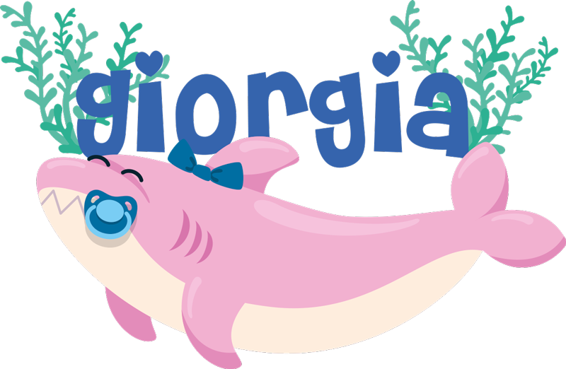 Gyvūnų vinilo kilimėlis su mergaitės vardu baby shark - „Tenstickers“