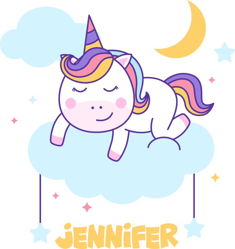 Gyvūnų vinilo kilimėlis miegantis vienaragis su vaivorykšte - „Tenstickers“