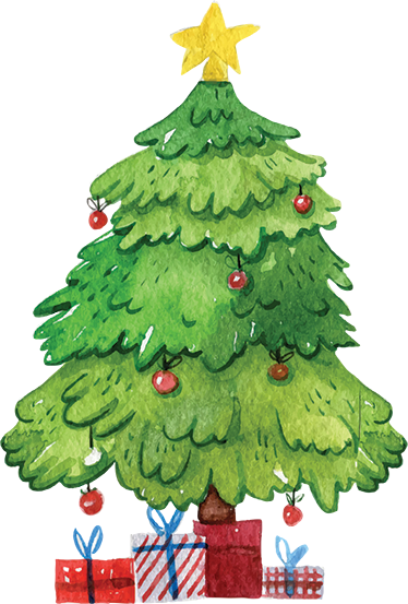 Kalėdinis kilimėlis su eglute ir dovanomis - „Tenstickers“