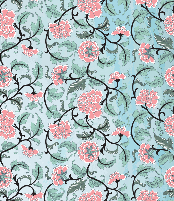 Gėlių rašto kilimėlis su japoniškomis gėlėmis - „Tenstickers“