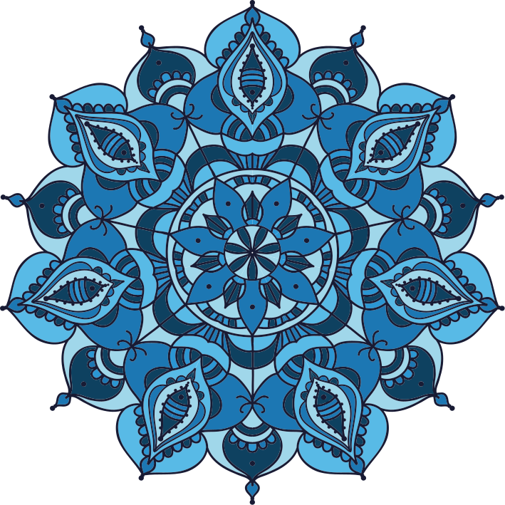 Gėlių rašto kilimėlis sudėtingas mėlynas mandala - „Tenstickers“