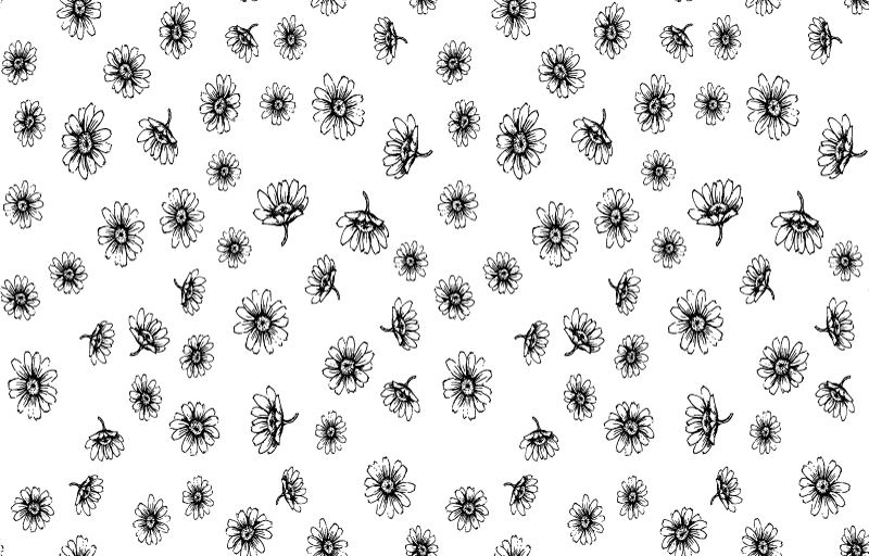 Gėlių rašto kilimėlis su ramunėlių kontūrais - „Tenstickers“