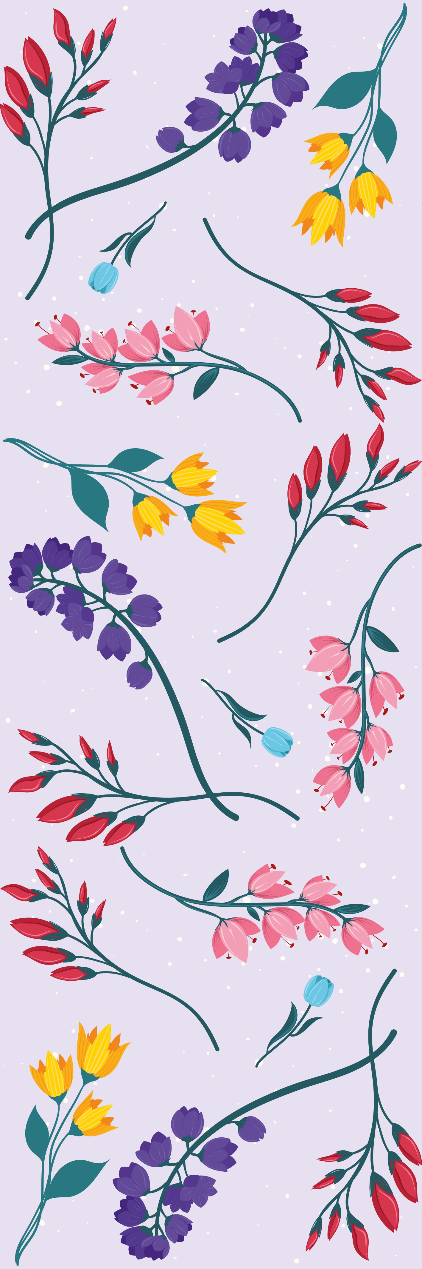 Gėlių rašto kilimėlis minimalistiniams botaniniams sodams - „Tenstickers“