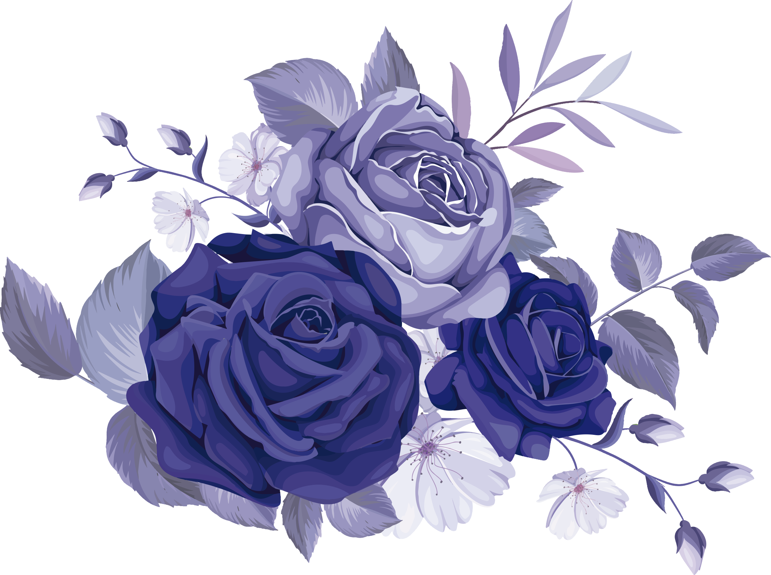 Gėlių rašto kilimėlis elegantiški violetiniai rožės - „Tenstickers“