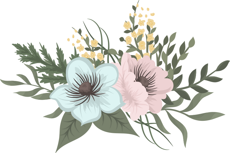 Gėlių rašto kilimėlis botaninė kompozicija - „Tenstickers“