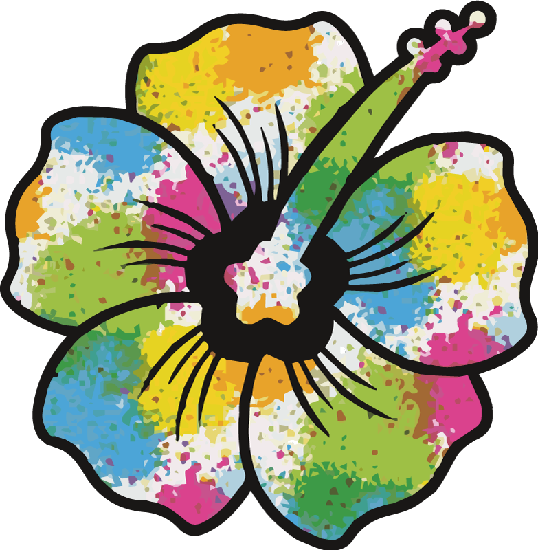 Vinilo kilimėlis miegamajam spalvinga hibisko žiedu - „Tenstickers“