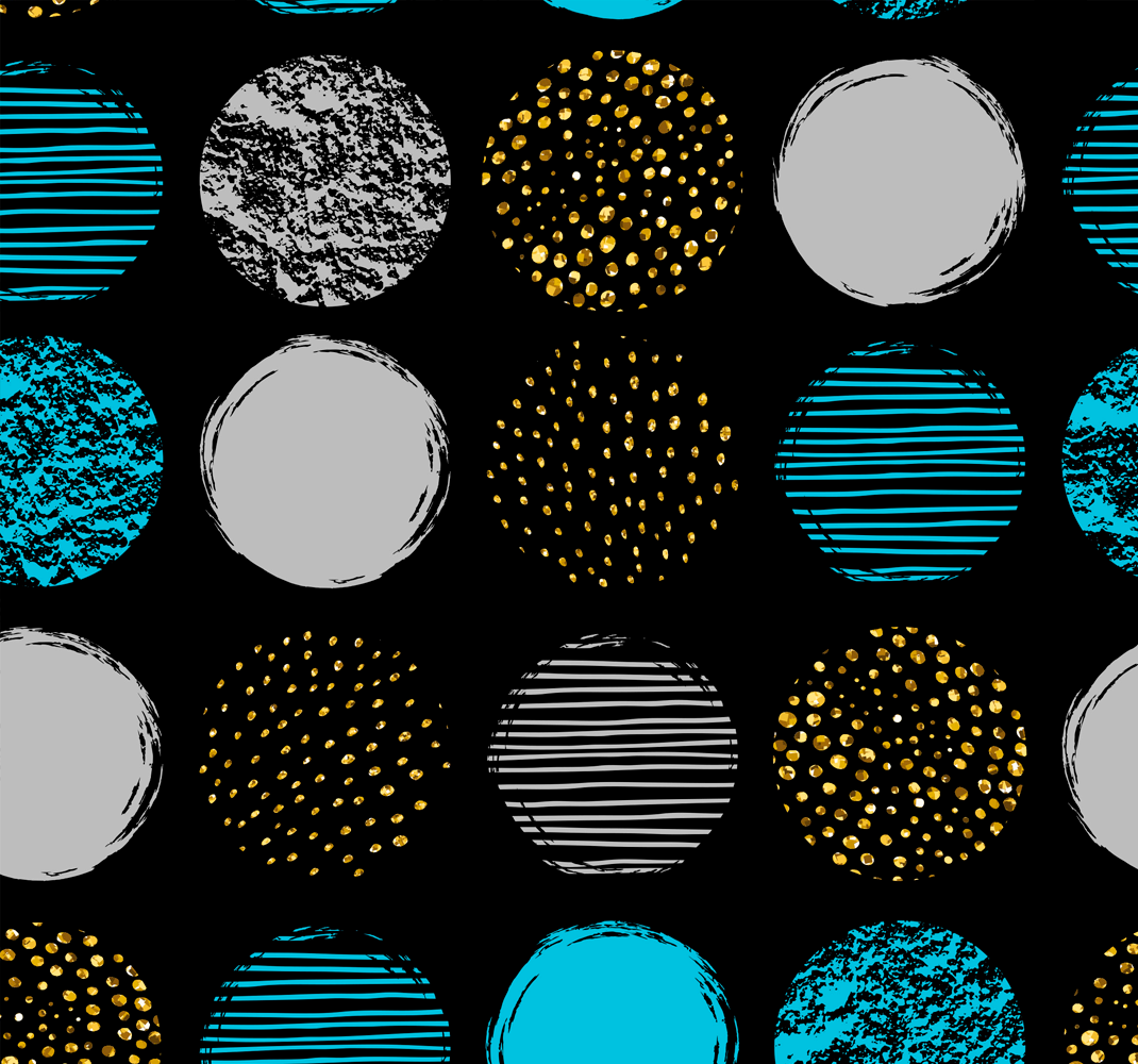 Geometrinis kilimas su taškų raštu juodame fone - „Tenstickers“