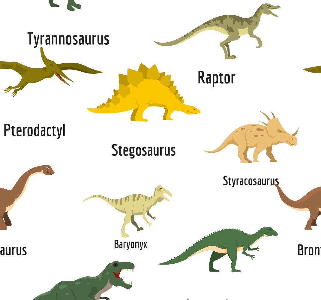 Vinilo kilimėlis miegamajam su realistiniais dinozaurais - „Tenstickers“