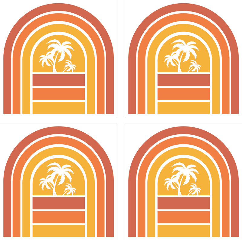 Gamtos vinilinis kilimas retro saulėlydis ir palmės - „Tenstickers“