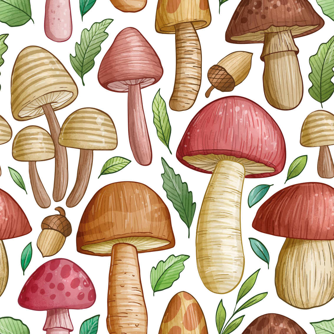 Gėlių rašto kilimėlis spalvingų grybų motyvu - „Tenstickers“