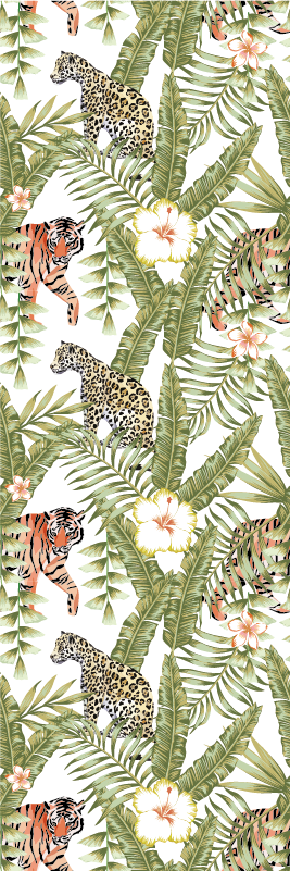 Vinilo kilimėlis miegamajam leopardo tropinės lapijos - „Tenstickers“