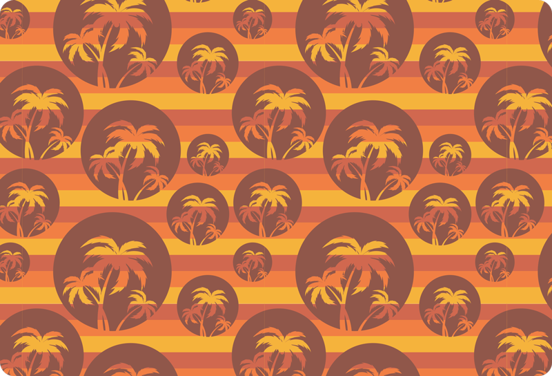 Geometriniai kilimas retro saulėlydžio ir palmės raštas - „Tenstickers“