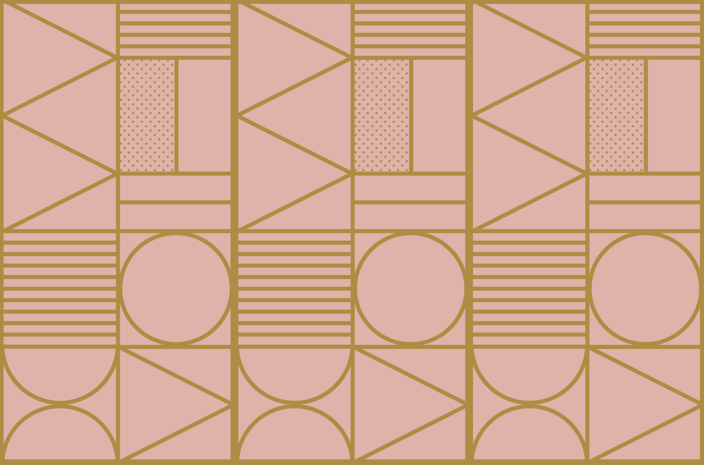 Geometrinis kilimas auksinės ir rožinės spalvų blokuose - „Tenstickers“