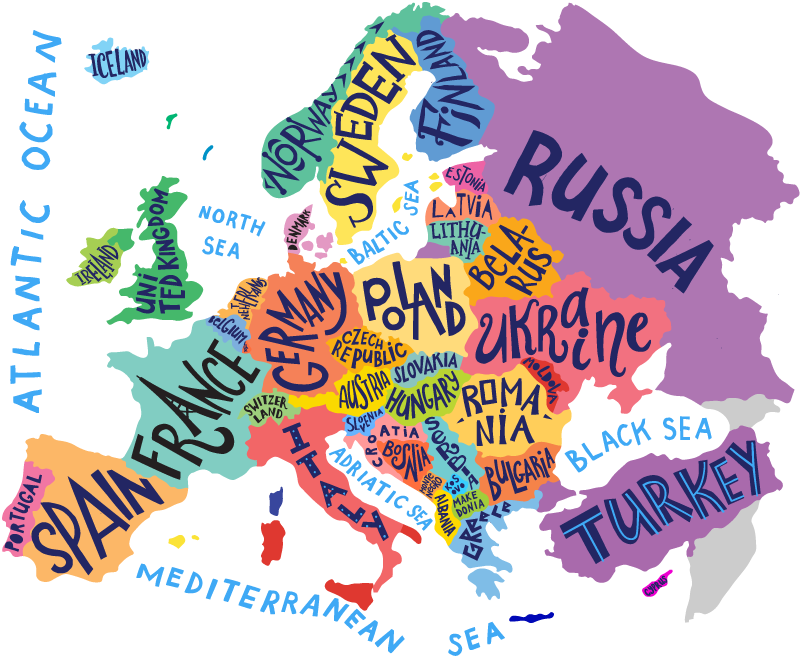 Vaikų vinilinė kilimėlė europos žemėlapis - „Tenstickers“