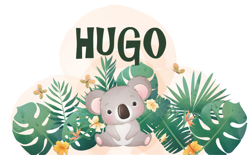 Vaikų vinilinė kilimėlė mielas koala berniukui su vardu - „Tenstickers“