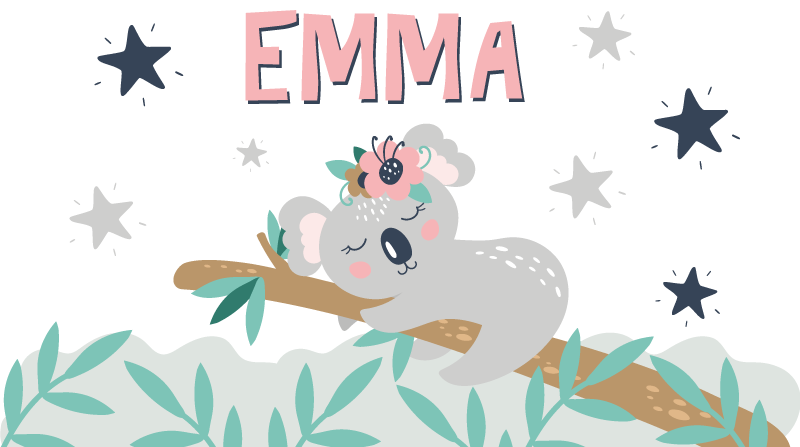Vaikų vinilinė kilimėlė miela koala mergaitei su vardu - „Tenstickers“