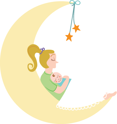 Vaikų vinilinė kilimėlė mama ir kūdikis mėnulyje - „Tenstickers“