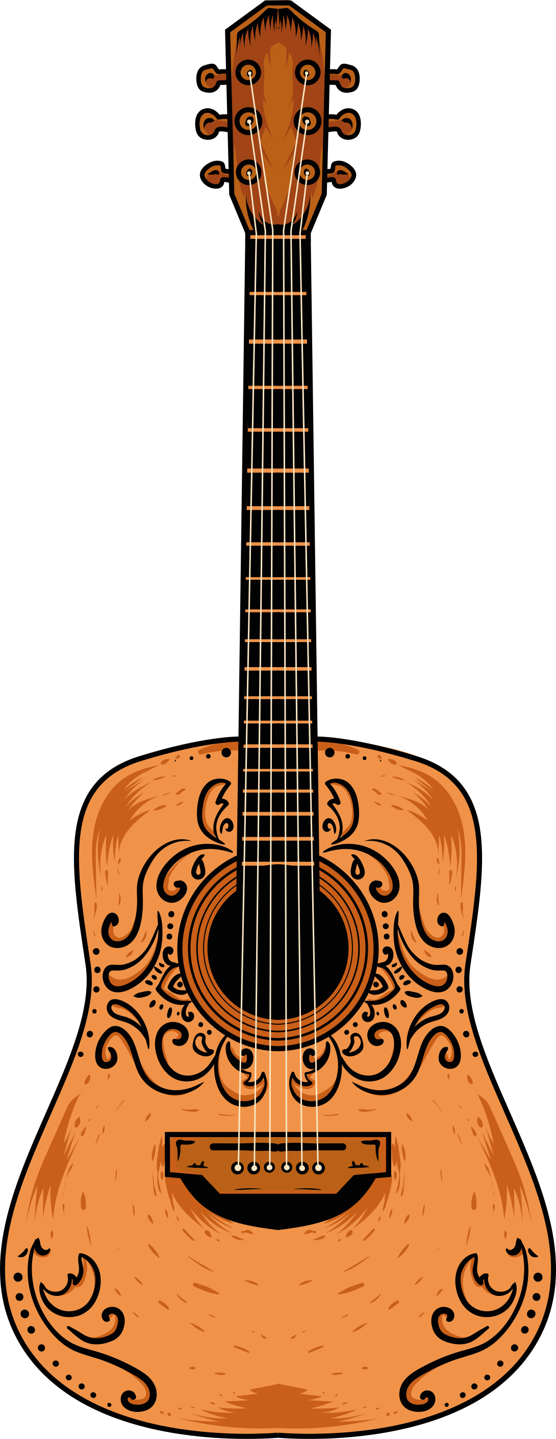 Vinilo kilimėlis miegamajam oranžinė gitara - „Tenstickers“