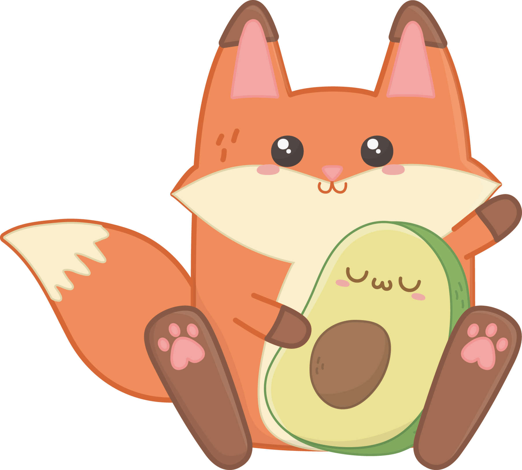 Vaikų vinilinė kilimėlė kawaii lapė su avokadu - „Tenstickers“