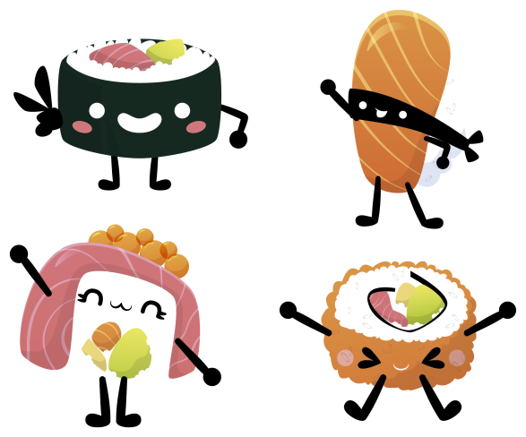 Kilimas virtuvei kawaii suši - „Tenstickers“