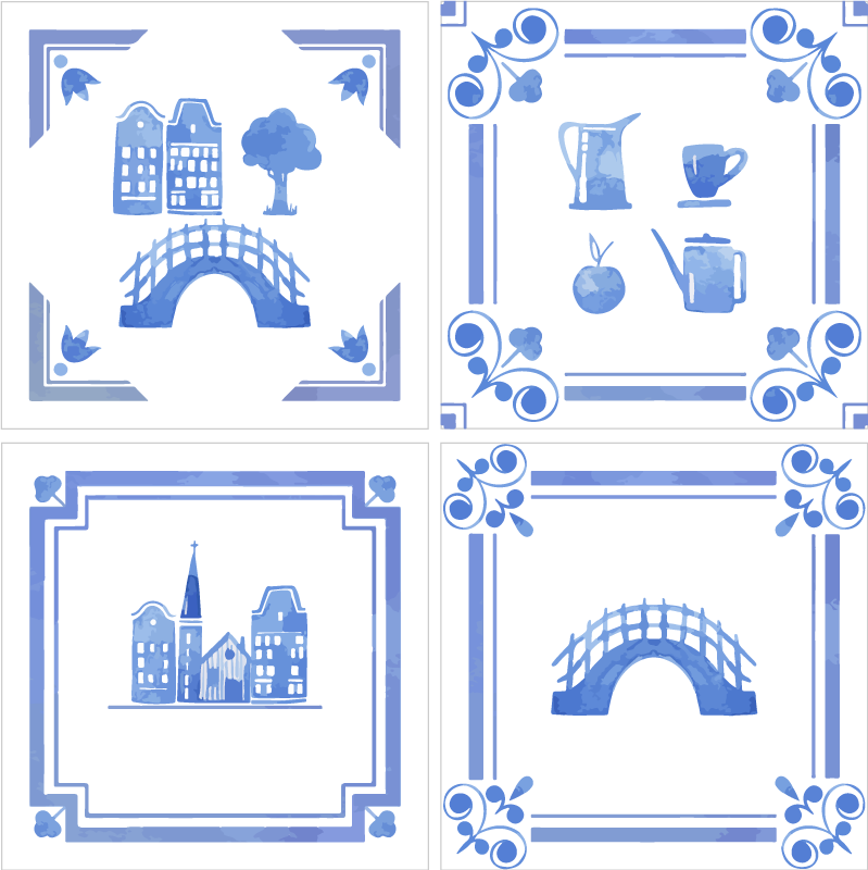 Kilimėlis virtuvei olandų delft keramikos namai - „Tenstickers“