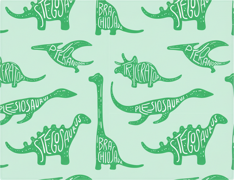 Vinilo kilimėlis miegamajam su žaliais dinozaurais - „Tenstickers“