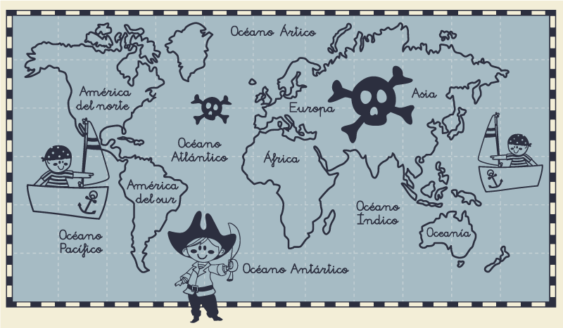 Pasaulio žemėlapis vinilo kilimėlis piratas - „Tenstickers“