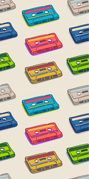 Senoviniai viniliniai kilimas su daugiaspalviu kasetės raštu - „Tenstickers“
