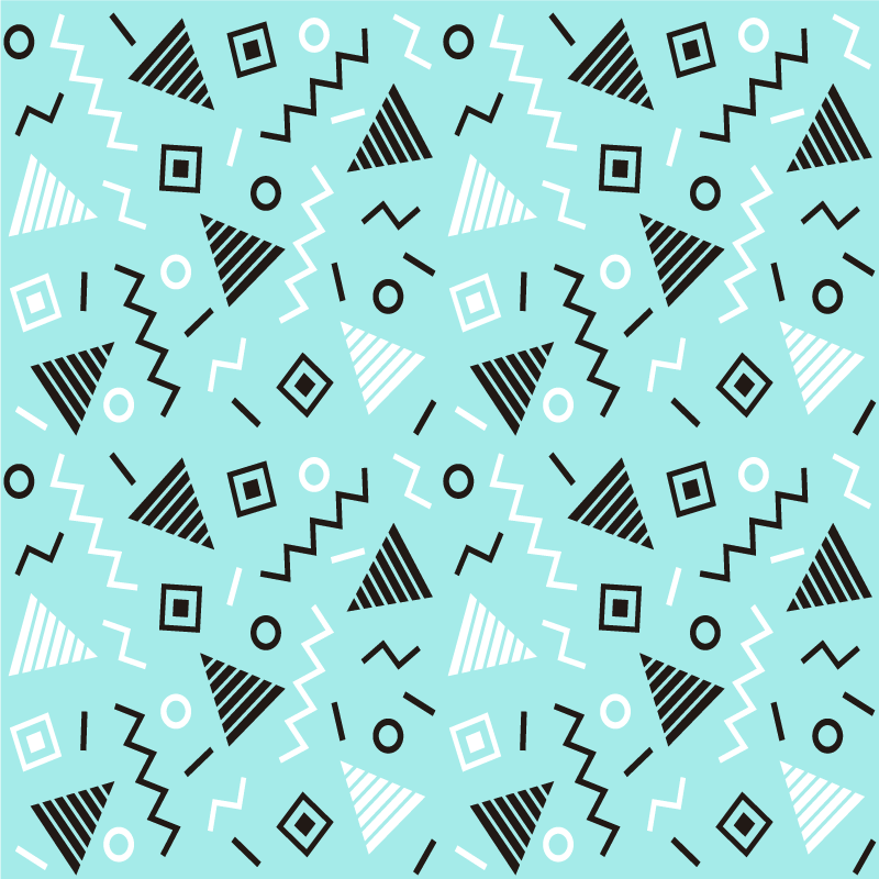 Geometriniai kilimas 80-ųjų memfio stiliaus raštu - „Tenstickers“