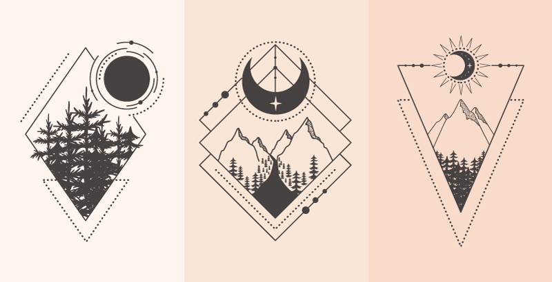 Geometriniai kilimas geometrinis medis ir mėnulis - „Tenstickers“